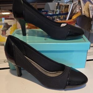 Marabella Women's Heels with Fabric And Black Patent Leather NIB